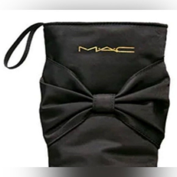 NWOT MAC Cosmetics Holiday Collection Black Satin Bow Christmas Stocking - Picture 2 of 7